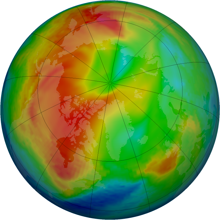 Arctic ozone map for 05 January 1994